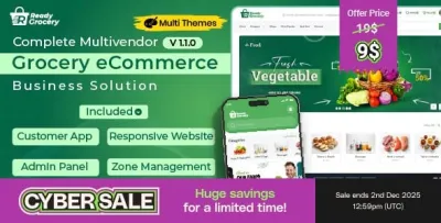 ReadyGrocery– Multivendor Grocery & eCommerce Mobile App with Website & Laravel Admin Panel